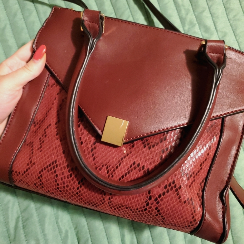 Red Snakeskin detail purse